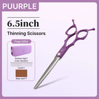 Fenice 6.5 Inch Colorful Straight Curved Thinning Chunker Shears Beginner Friendly Scissors Kit for Practice &Home Groomer Us