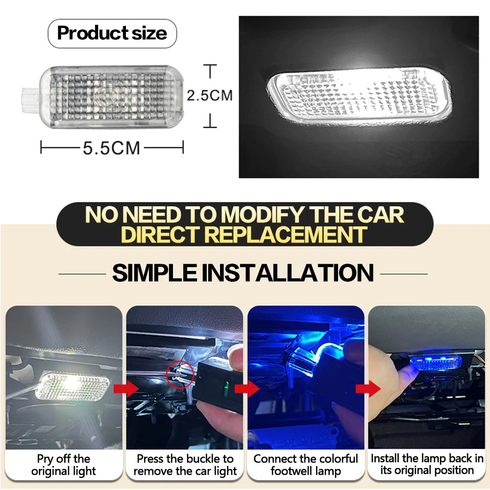LED Car RGB Footwell Lamp Atmosphere Light For VW Sharan 7N Touareg 7P 7L Passat CC B5 B6 B7 B8 B9 Arteon Golf 6 7 MK6 Accessory