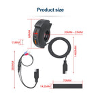 48W PD QC3.0 Motorcycle Handlebar USB Charger Socket, Waterproof Type-C Port, Switch/LED