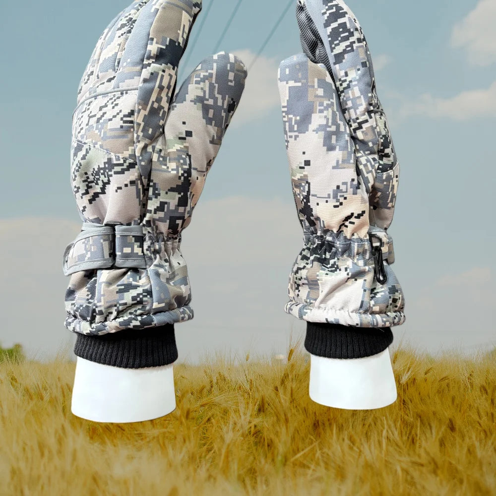 Men's waterproof, windproof, three-in-one film-coated fabric, operating phones, insulated camouflage cold-weather hunting glove