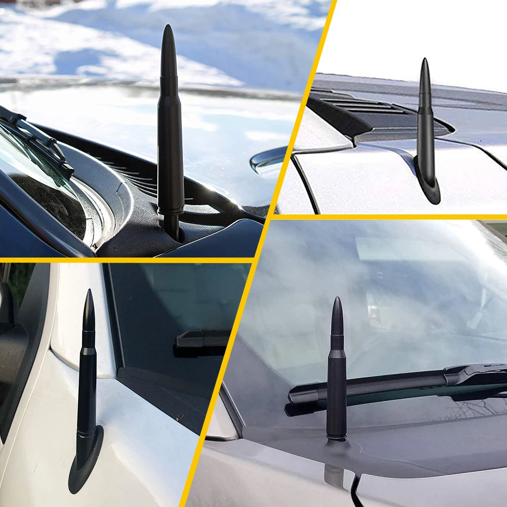 14cm (5.7in) Universal Car Roof AM/FM Bullet Whip Antenna with Screws, Black 1 Set