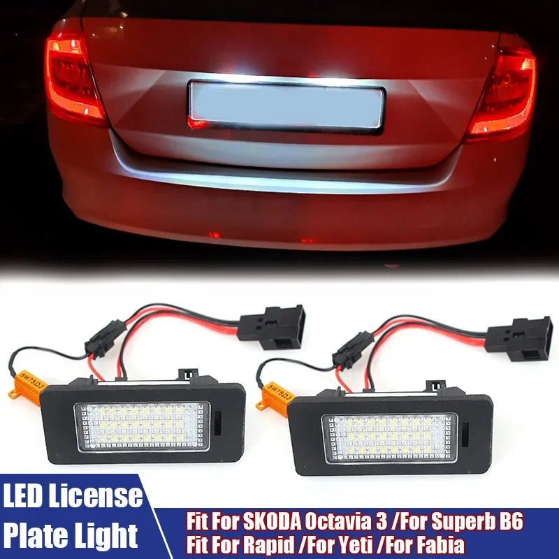 A Pair of LED License Plate Lights Auto Led Signal Lamp Fit For SKODA Octavia 3 /For Superb B6 /For Rapid /For Yeti /For Fabia