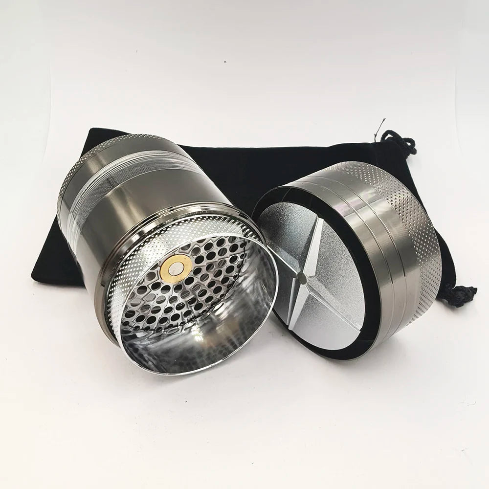 New 55MM Toothless Manual Metal Herb Grinder Spice Crusher Large-capacity Portable Toothless Design Transparent Screen Catcher