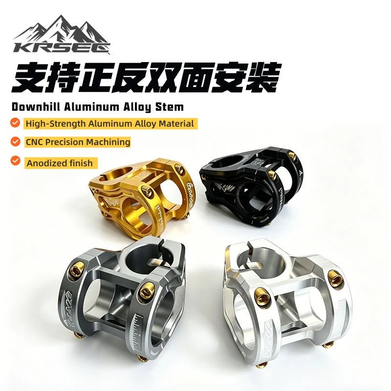 MTB Bike Handlebar Stem 31.8mm Clamp Aluminum Alloy Short Stem, Black/Silver/Orange