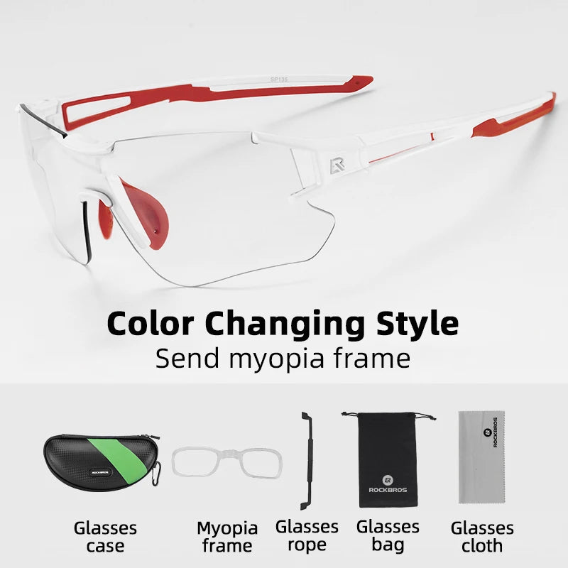 ROCKBROS Photochromic Cycling Glasses UV400 Outdoors Sports Bicycle Sunglasses Frameless Bike Glasses Goggles Technical Eyewear