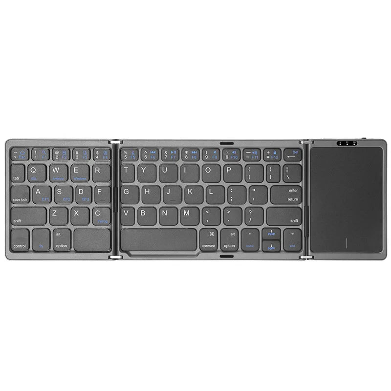 3-Folding Keyboard Mini Wireless Keyboard Foldable Dual Bluetooth Keyboard with Touchpad for Windows Android IOS iPad Phone