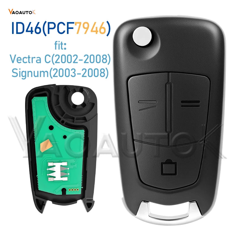 Flip remote key fob 433MHz ID46 PCF7941/7946 for Opel/Vauxhall Astra H Zafira B