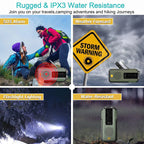 Emergency Portable Hand Crank NOAA Weather Radio,Solar Powered,AM/FM,SOS Alarm,3 LED Flashlight 2000mAh Rechargeable Power Bank