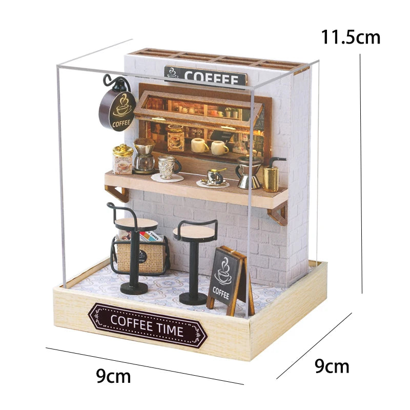 DIY Mini Wooden Dollhouse With Furniture Light Kit Doll House Casa Miniature Accessories Handmade Wooden Toys Birthday Gifts