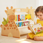 2-Tier Montessori Baby Bookshelf Double-Sided Wooden Book Rack Storage, 1pc