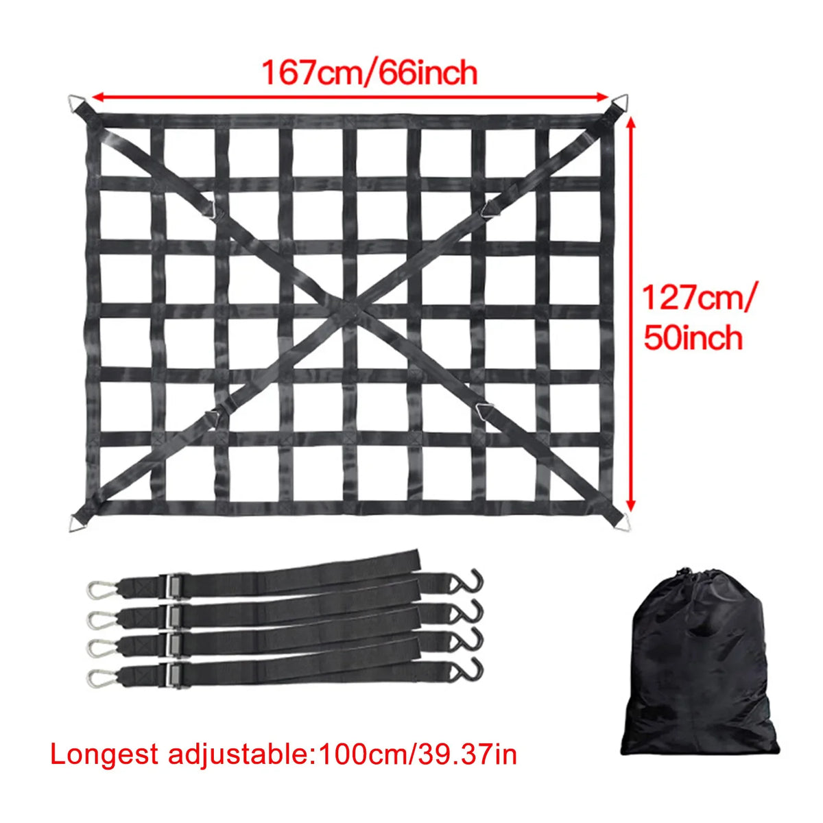 Heavy Duty Roof Rack Cargo Net PVC Webbing Truck Pickup SUV Van Cargo Safetyweb Control Net For Car Roof Car modification parts