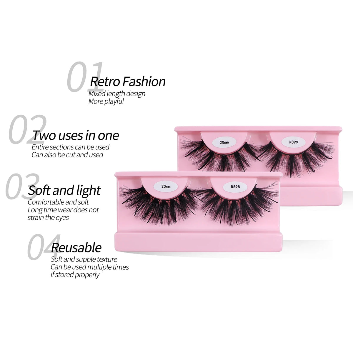Free Shipping 10Pairs/Pack Fluffy Wispy Natural Strip Lashes With Spikes Wholesale in Bulk Faux Mink Lashes Supplies