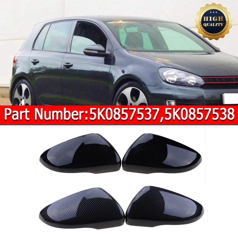For VW GOLF 6 MK6 GTI R GTD 2008-2013 Touran Black/Carbon Side Wing Rearview Mirror Cover Cap Accessories 5K0857537,5K0857538