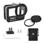 PULUZ for GoPro HERO12 11 Black 10 9 Black Thicken Housing Shell CNC Aluminum Alloy Protective Cage with Frame & 52mm UV Lens