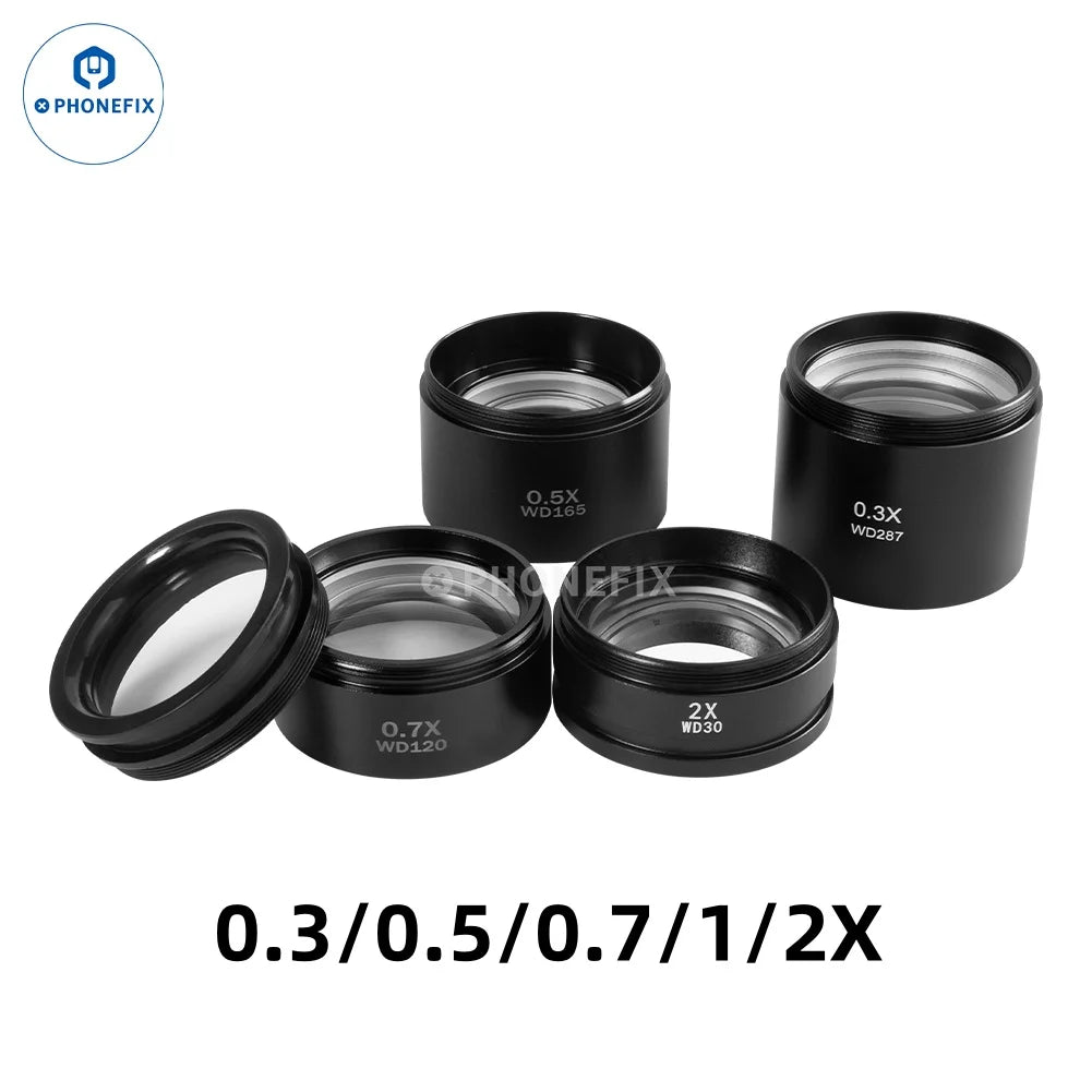 WD165 0.5X 0.7X 1.0X 2.0X Auxiliary Objective Lens Microscope Barlow Lens Objective For Trinocular Stereo Zoom Microscope Camera