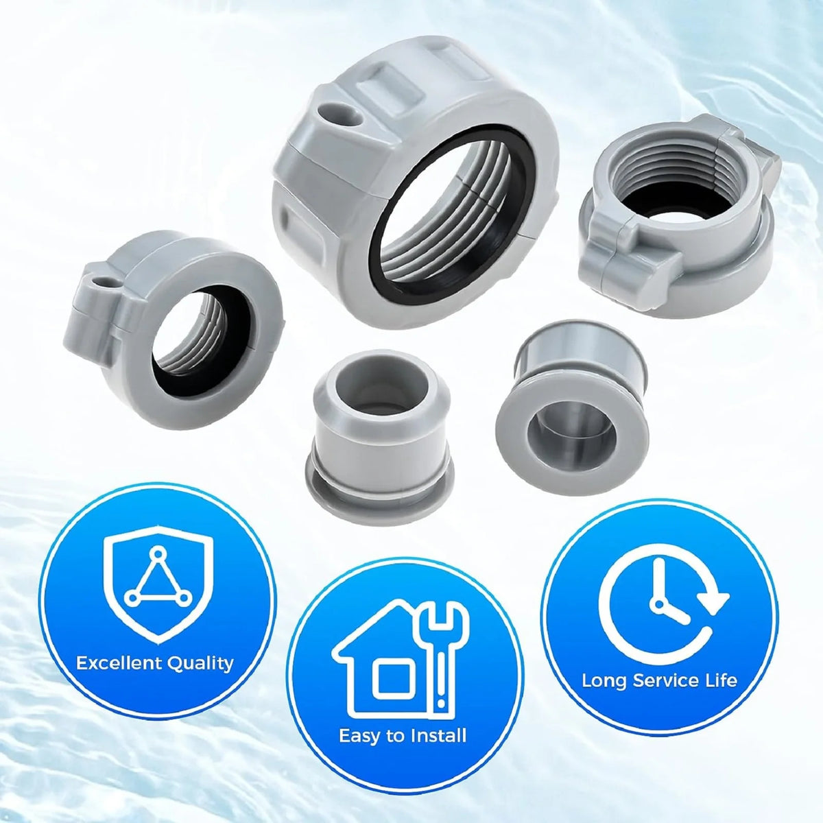 Replacement Inflation Adapter Screw Nut Rubber Seals Connector and Nipple for Coleman Lay-Z-Spa A Coupling Pump & B/C Water Pipe