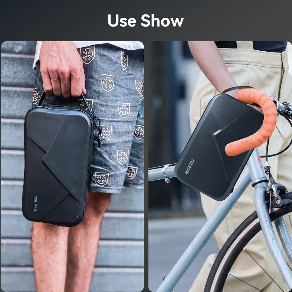 TELESIN Waterproof Carrying Adjustable Space Bag PU for GoPro Hero 13 12 11 10 9 8 7 6 Insta360 Osmo Action Accessories Bag