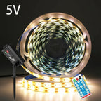 5V Solar LED Strip Light Remote Control 2835 60 LEDs Flexible Tape Lights Waterproof Warm White 0.5m 1m 2m 5m Garden Decoration