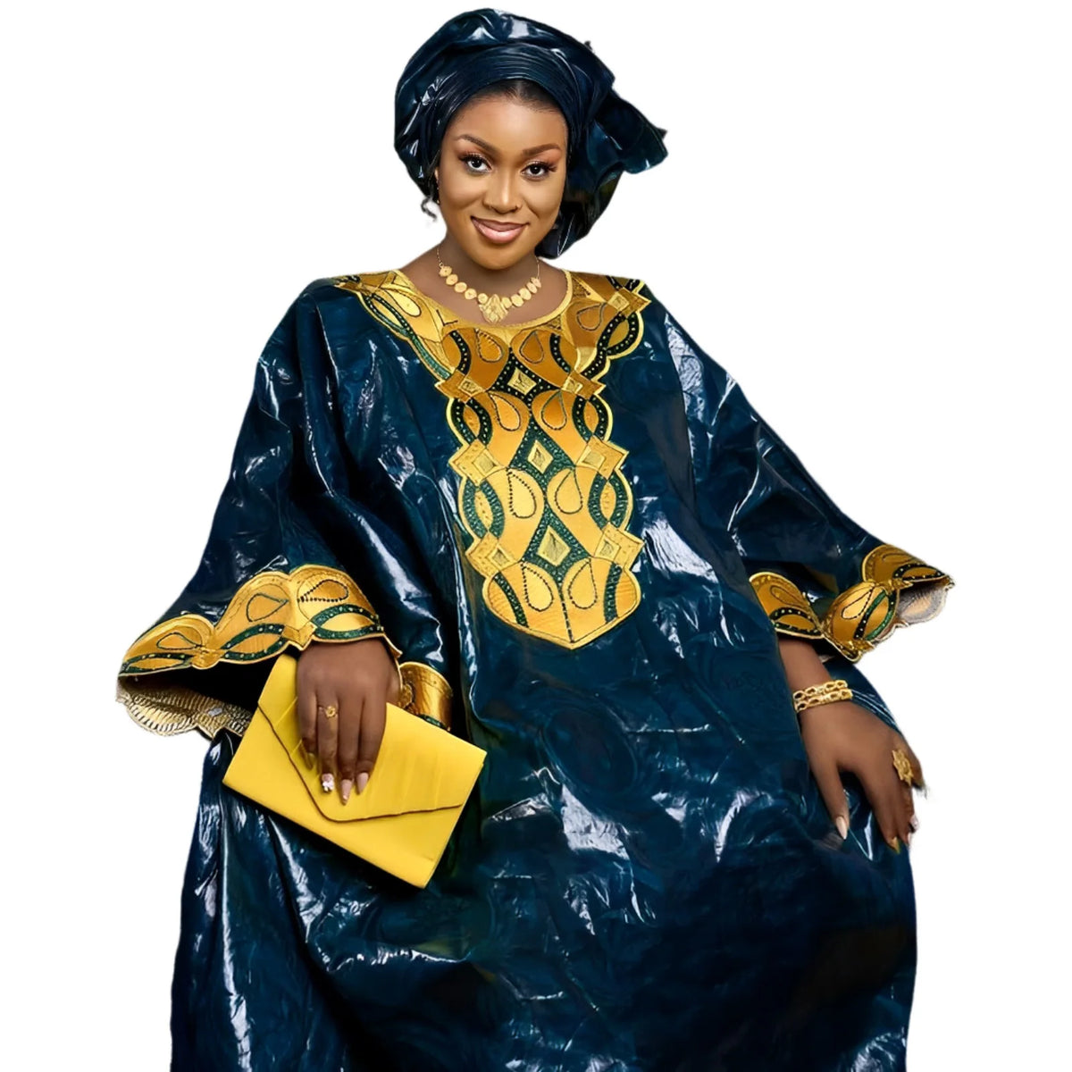 African Dresses For Woman Bazin Riche Embroidery Design Long Dress