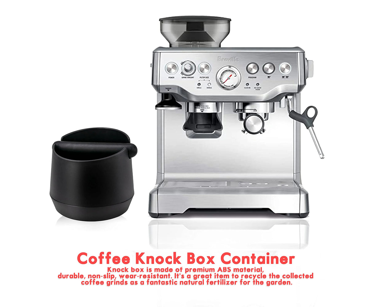 Leeseph Coffee Knock Box Residue Dump Container, Non-slip Durable Barista Grinding Waste Collection Box Fat Body with Knock Bar