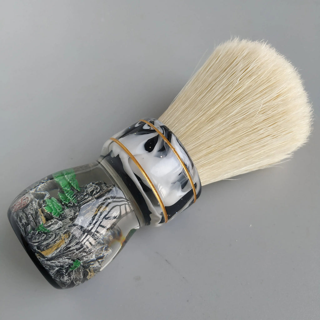 DSCosmetic 30mm Boar Bristle Shaving Brush, Resin Handle Wet Shaving - Black Great Wall