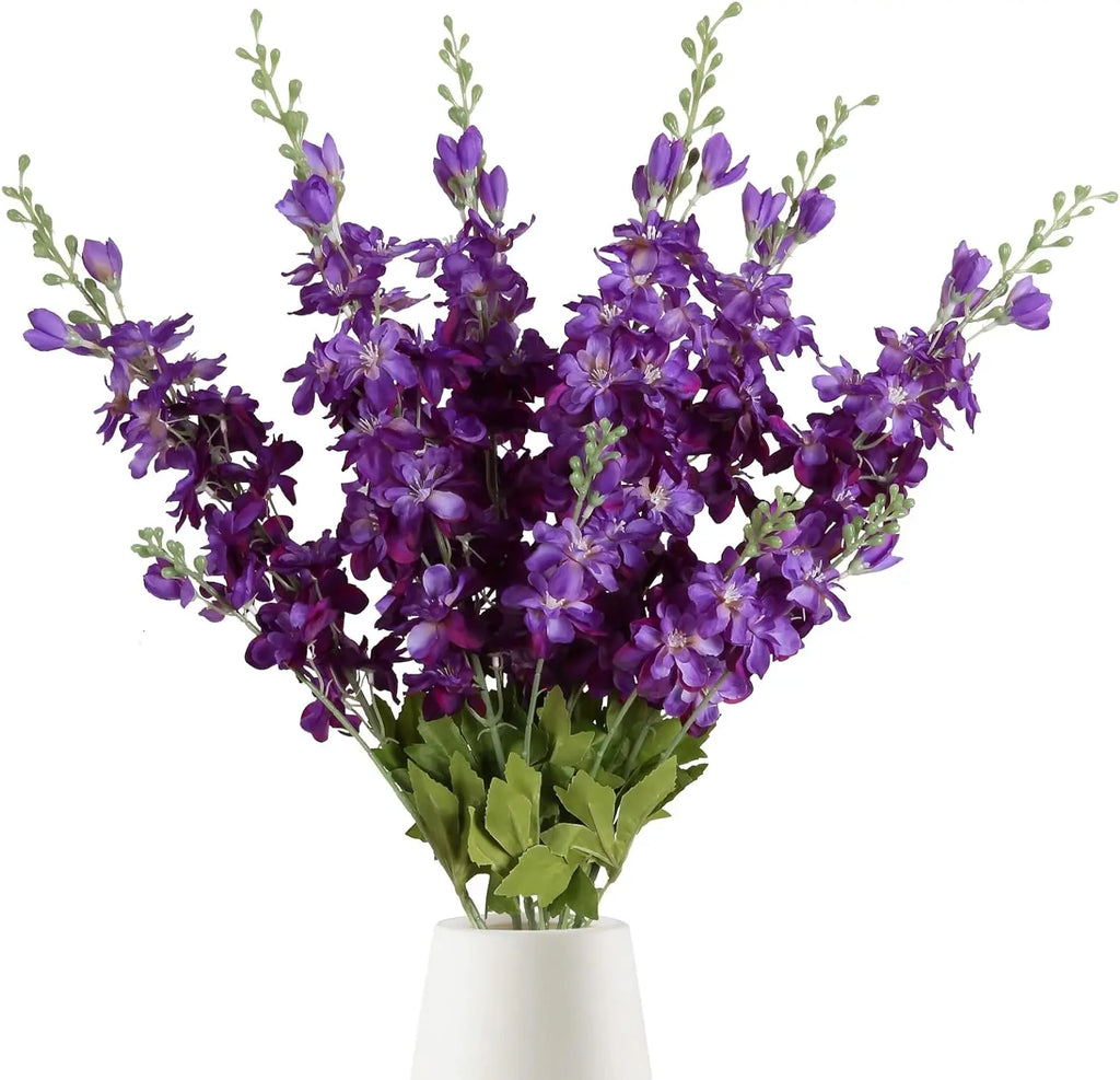 YeeNanee 6pcs Blue Delphinium Artificial Flowers Long Stem Larkspur for Wedding Centerpieces Floral Arrangements Home Vase Decor