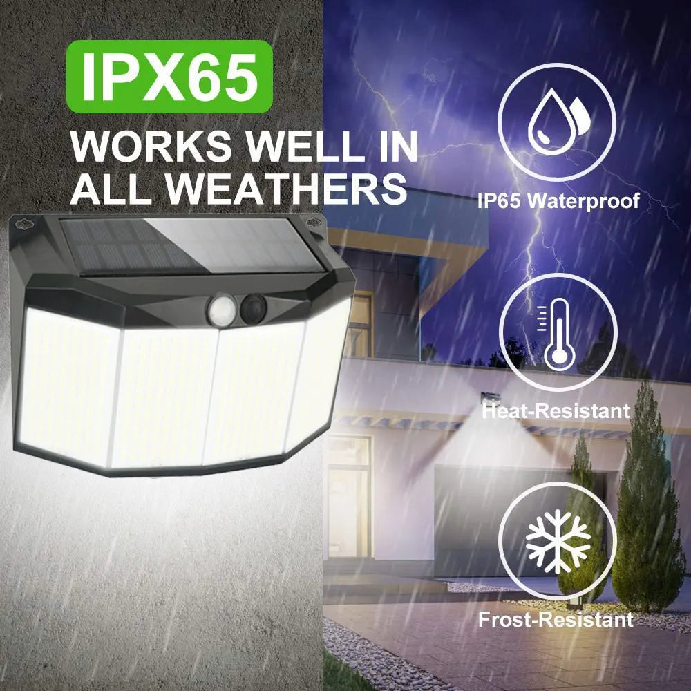 576 LED Outdoor Solar Power Lights Motion Sensor 3 Modes Waterproof Security Flood Lights for Outside Pathway Garden Garage Lamp
