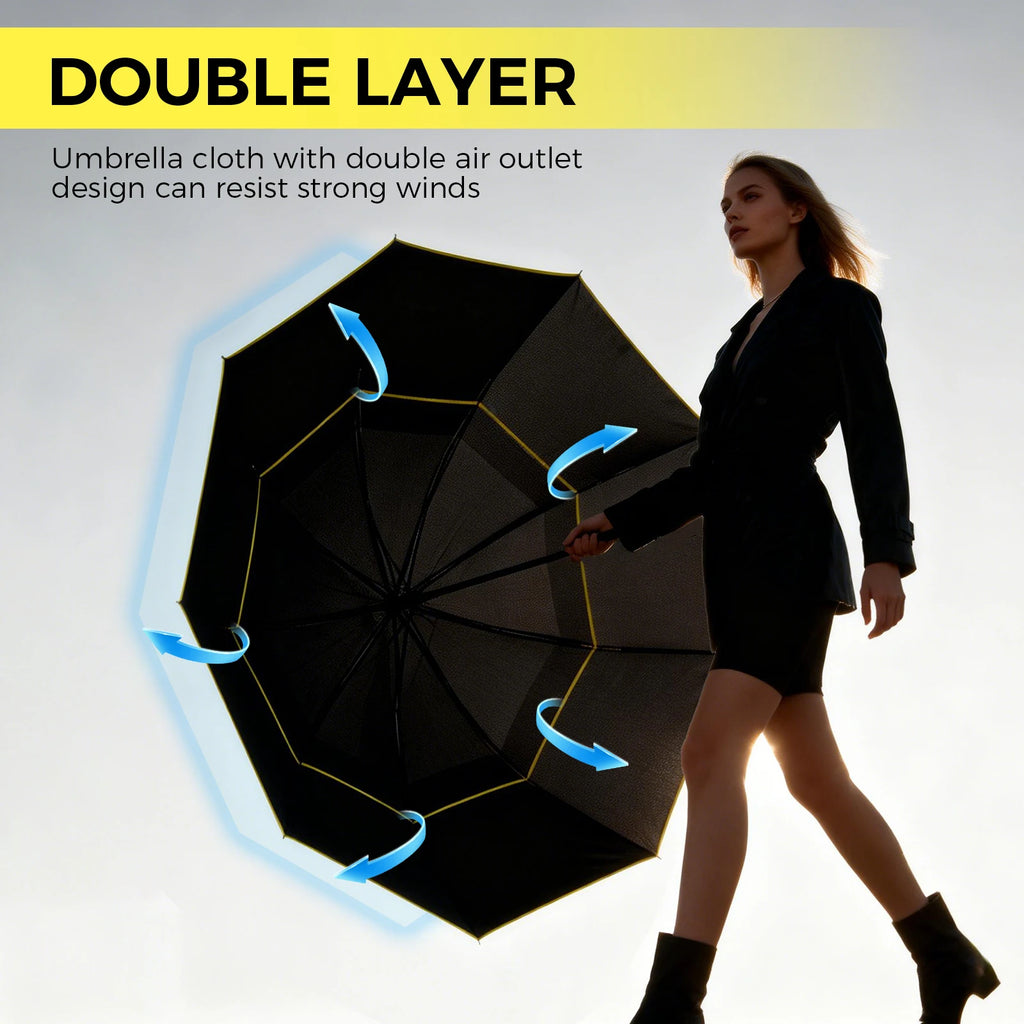 Double Strong Wind Resistant Umbrella Rain Women Large Folding Non-automatic Umbrellas Men Family Travel Business Paraguas