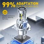 AUXITO 2Pcs Turbo H4 9003 HB2 Car LED Headlight Bulbs CANBUS 6500K 80W High Power H4 LED High Low Beam With Dual Fan 25000LM 12V