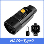EVqiaoyi NACS to Type2 EV Adapter 32A 7KW from Tesla Pile to Type2 EV Charging Converter for EU Standard Cars