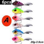 5/6pcs Mini VIB With Spoon Fishing Lures 6g 10g 17g 25g 2cm Lure Fishing Tackle Pin Crankbait Vibration Spinner Sinking Bait