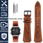 Retro Genuine Leather Watchband For Casio AE1200 AE1300 A158W/A168 W-216H Vintage Watch Strap convex mouth Men's Bracelet 18MM