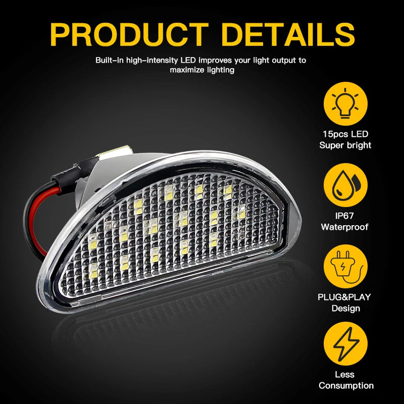 2Pcs Canbus For Toyota Aygo MK I 2005 2006 2007 2008 2009 2010 2011 2012 2013 2014 Canbus Rear Led License Plate Lights White
