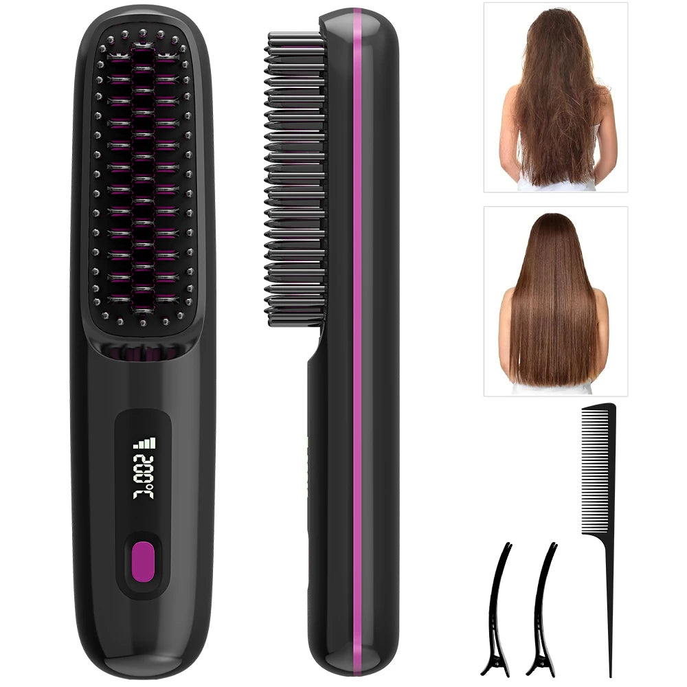 Transform Your Hair On-The-Go: Cordless Ionic Straightener Brush