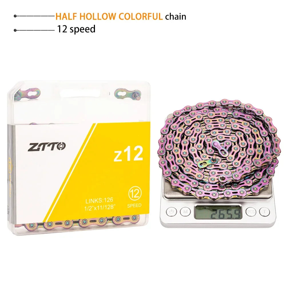 ZTTO MTB 12 Speed Chain 126L 126 Links 1X12 System Power Lock Connector with Missing Link 12s chain For Mountain Road Bicycle