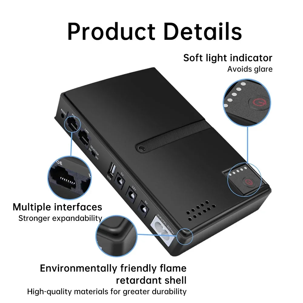AC220 - 265V 18W UPS Uninterruptible DC Power Supply DC1018L 5V 9V 12V Router Optical Cat Monitor Backup Charger Cell Phone