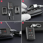 Carbon Fiber Car Key Fob Cover Chain Case For Land Range Rover Sport Evoque Defender 90 110 130 Discovery Velar Jaguar XF F-PACE