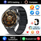 1.85" HD Big Screen Smart watch For men Sports NFC Watch Bluetooth Call Blood Pressure Temperature GPS Sport Track smart watch