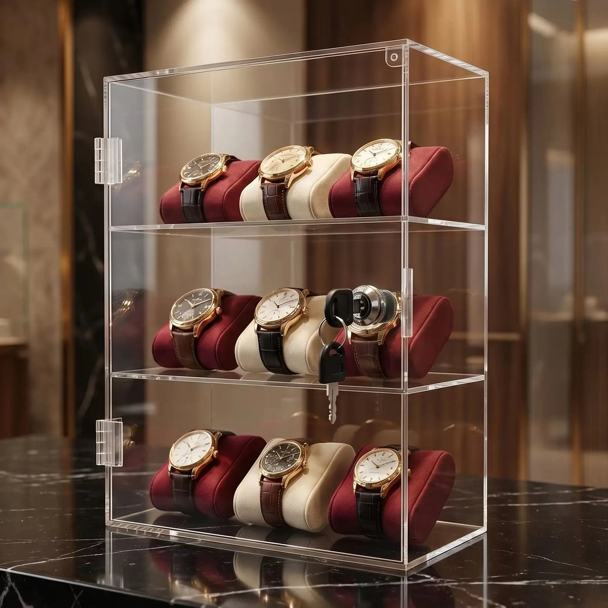 Acrylic storage cabinet used for locking cosmetics and perfume lipstick small items is handmade, dust-proof, anti loss