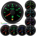 2"52mm Fuel Level Gauge with Flashing Alarm 0-190ohm 240-33ohm 10-180ohm 0-90ohm Oil Tank Meter 7 Color Backlight for Car Boat