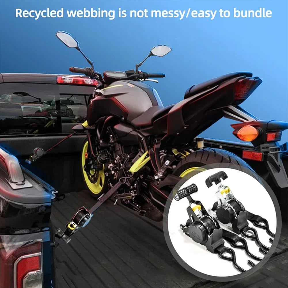 Auto Straps For Cargo Tape Retractable Belts For Motorcycles Ratchet Strap For Load Luggage Strap Ratchet Tensioner Belt For Car