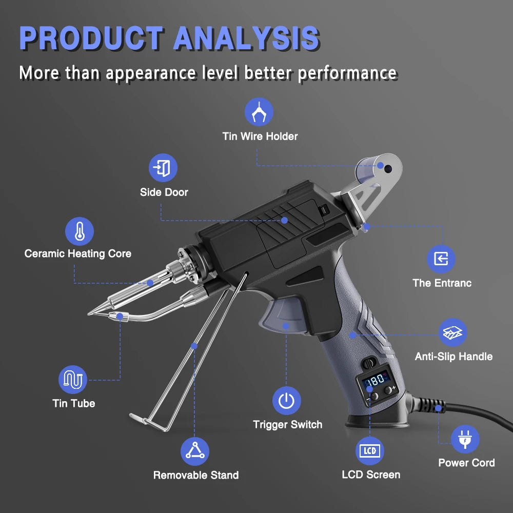 NEWACALOX LCD Soldering Iron Kit 60W Adjustable Temp 180-520°C, EU/US Plug, 2-7pc