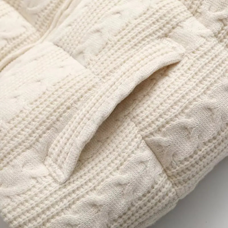 Women's Beige Sleeveless Vest Jacket Knitted Solid Outwear Waistcoat Streetwear Fashion 2026 Inszart Coat