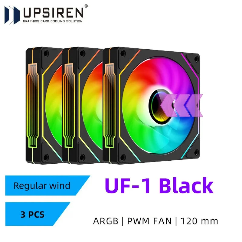 UPSIREN UF-1 PRISM 4 PRO Computer Chassis Fan 12cm ARGB 4 Pin PWM Quiet Cooling Fan 12V Large Air Volume 45.2CFM/600-1500RPM