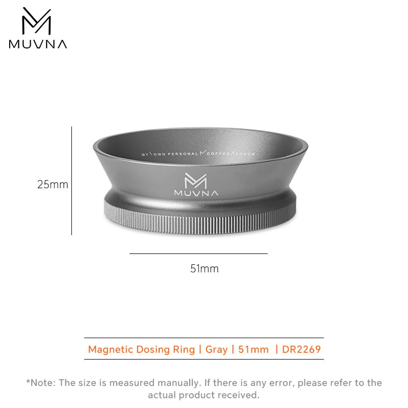 MUVNA Espresso Dosing Funnel, Coffee Portafilter Funnel with 8 Magnetized Steel, Compatible with 51/53/58mm Portafilter