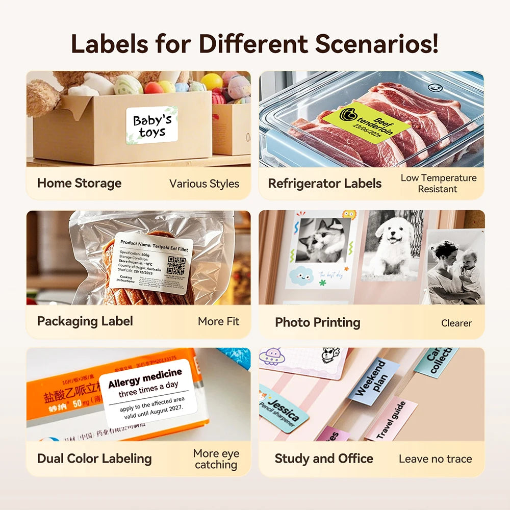 2 Rolls NIIMBOT B1 B21 B3S Thermal Label Clothing Price Food Self-adhesive Tag Waterproof Office Pocket Printer Label Paper