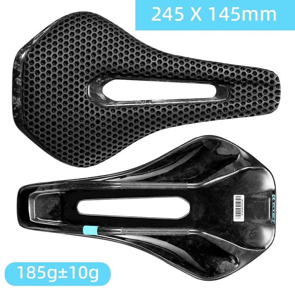 RYET 3D Printed Full Carbon Bike Saddle, 135/145/155mm MTB Gravel Road Seat