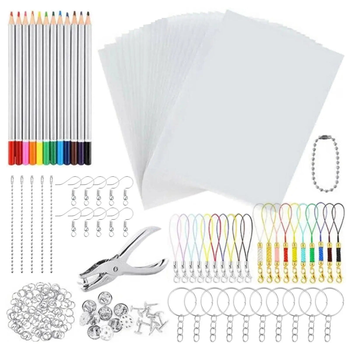 Heat Shrink Plastic Sheets Set Shrinky Art Film Paper Heat for DIY Keychain Ornaments Creative Craft Embellishment Scrapbooking