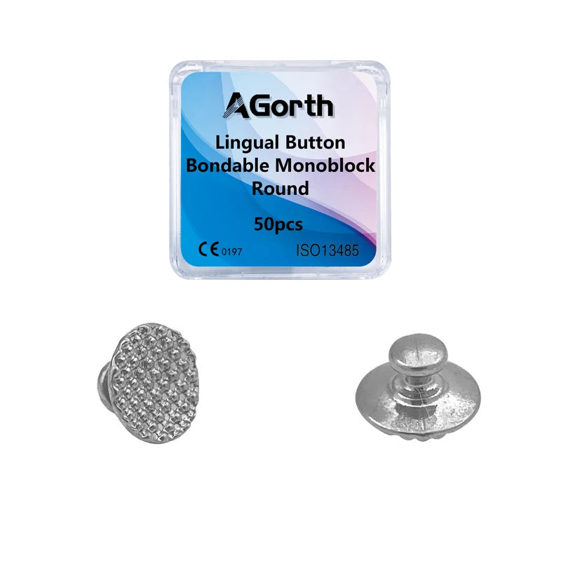 50Pcs/Box Dental Orthodontic Lingual Buttons Metal Bondable Monoblock Mesh Hole Base Composite Buttons Dentistry Accessories