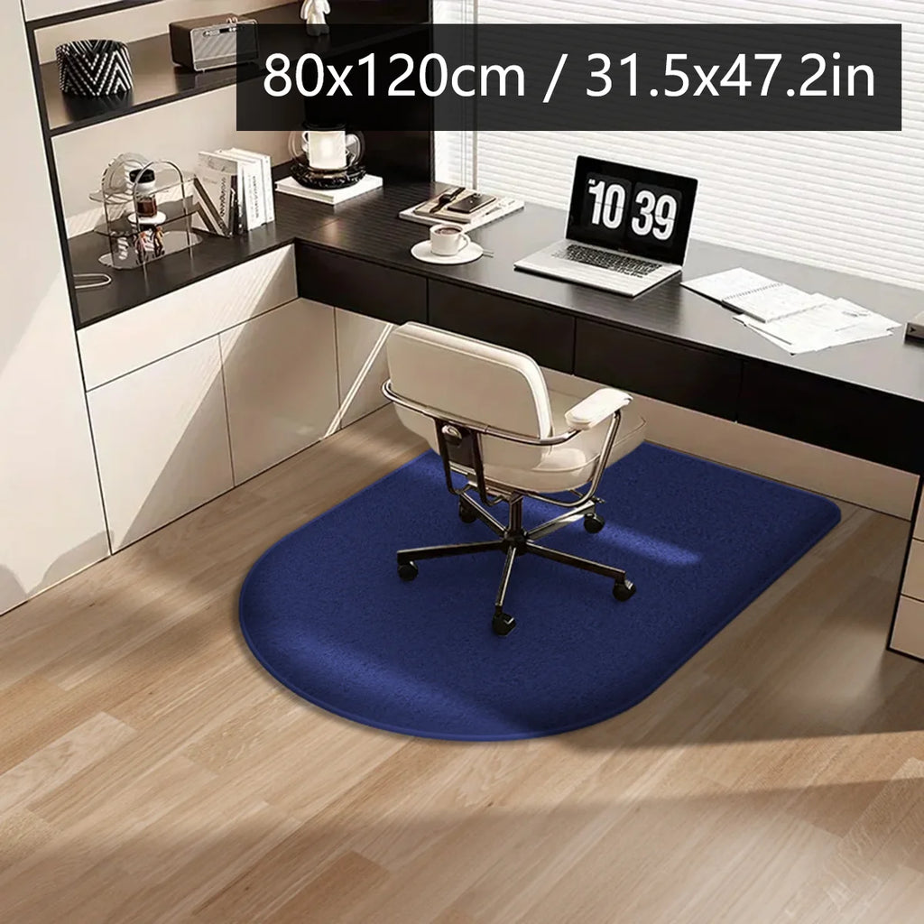 Solid color computer chair mat flannel floor mat thickened desk swivel chair arched carpet study soft dressing table foot mat